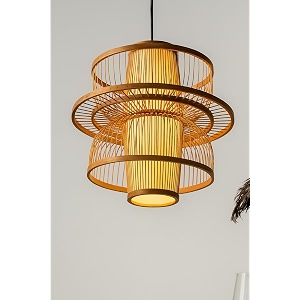 akway rattan hanging lamp for living room  bamboo hanging light for bedroom  cane wicker pendant lamp for home decoration bulb not included bamboo lotus shape 1634 d x 1634 h