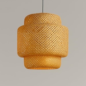 akway rattan hanging lamp for living room  bamboo hanging light for bedroom  cane wicker pendant lamp for home decoration bulb not included bamboo 3part