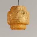 AKWAY Rattan Hanging lamp for Living Room | Bamboo Hanging Light for Bedroom | Cane Wicker Pendant lamp for Home Decoration (Bulb Not Included) (Bamboo 3part)