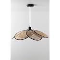 AKWAY Rattan Hanging lamp for Living Room | Bamboo Hanging Light for Bedroom | Cane Wicker Pendant lamp for Home Decoration (Bulb not Included) (Black Flower)