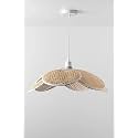 AKWAY Rattan Hanging lamp for Living Room | Bamboo Hanging Light for Bedroom | Cane Wicker Pendant lamp for Home Decoration (Bulb not Included) (White Flower)