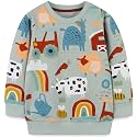 Akyzic Toddler Boys Sweatshirts Cotton Crewneck Truck Shirt Dinosaur Long Sleeve Pullover Tops Tees 2-8T