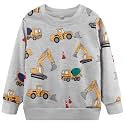 Akyzic Toddler Boys Sweatshirts Cotton Crewneck Truck Shirt Dinosaur Long Sleeve Pullover Tops Tees 2-8T