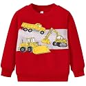 Akyzic Toddler Boys Sweatshirts Cotton Crewneck Truck Shirt Dinosaur Long Sleeve Pullover Tops Tees 2-8T