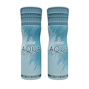 al-nuaim aqua alcohol free deodorant  body spray  long lasting perfumed spray for unisex  pack of 2 x 200ml