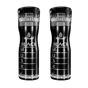 al-nuaim black musk alcohol free deodorant  body spray  long lasting perfumed spray for men  pack of 2 x 200ml