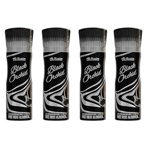 al-nuaim black orchid alcohol free deodorant - 200ml pack of 4 body spray long lasting perfumed spray men