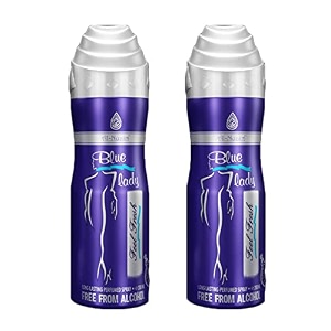 al-nuaim blue lady alcohol free deodorant  body spray  long lasting perfumed spray for women  pack of 1-200ml