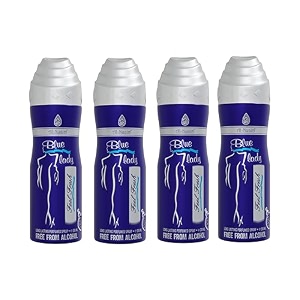 al-nuaim blue lady alcohol free deodorant for women - pack of 4 200ml each  body spray  long lasting perfumed spray