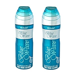 al-nuaim blue wave alcohol free deodorant  body spray  long lasting perfumed spray for unisex  pack of 2 x 200ml