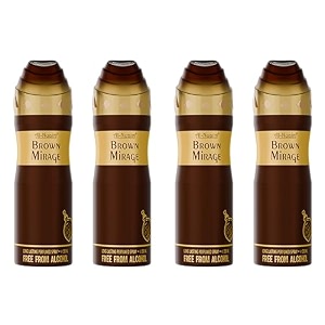 al-nuaim brown mirage alcohol free deodorant - pack of 4 200ml each  body spray  long lasting perfumed spray for men