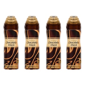 al-nuaim chocolate musk alcohol free deodorant - 200ml pack of 4 body spray long lasting perfumed spray for men amp women