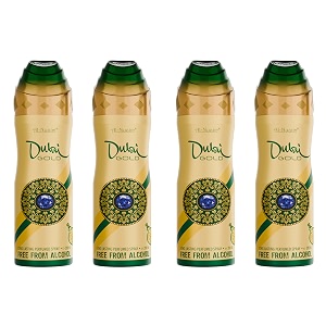 al-nuaim dubai gold alcohol free deodorant for men - pack of 4 200ml each  body spray  long lasting perfumed spray
