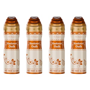 al-nuaim kashmiri oudh alcohol free deodorant - 200ml pack of 4 body spray long lasting perfumed spray men