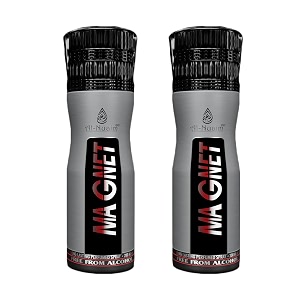 al-nuaim magnet alcohol free deodorant  body spray  long lasting perfumed spray for men  pack of 2 x 200ml