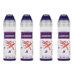 al-nuaim white london alcohol free deodorant for men amp women - pack of 4 200ml each  body spray  long lasting perfumed spray