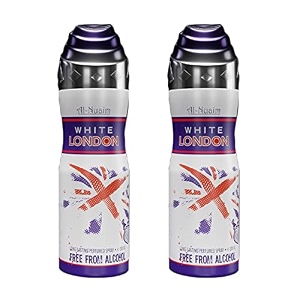 al-nuaim white london alcohol free deodorant  body spray  long lasting perfumed spray for unisex  pack of 1-200ml