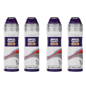 al-nuaim white musk alcohol free deodorant for men amp women - pack of 4 200ml each  body spray  long lasting perfumed spray