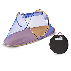 foldable mosquito net for single bed 65 ft  standard quality blue