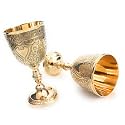 ALADEAN Vintage Chalice Medieval Goblet | 1x Solid Brass 6" Royal Wine Glass Cups 7oz - Renaissance Gifts Wedding Anniversary Novelty Ceremonial Drinkware Pack of 1pc (Roman Chalice)