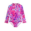 Alakuoti Long Sleeve One Piece Ruffle Swimsuit for Toddler Girls Baby Girl Rashguard Shirt with UPF 50+ Sun Protection