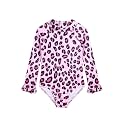Alakuoti Long Sleeve One Piece Ruffle Swimsuit for Toddler Girls Baby Girl Rashguard Shirt with UPF 50+ Sun Protection