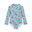 Alakuoti Long Sleeve One Piece Ruffle Swimsuit for Toddler Girls Baby Girl Rashguard Shirt with UPF 50+ Sun Protection