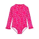 Alakuoti Long Sleeve One Piece Ruffle Swimsuit for Toddler Girls Baby Girl Rashguard Shirt with UPF 50+ Sun Protection