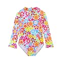 Alakuoti Long Sleeve One Piece Ruffle Swimsuit for Toddler Girls Baby Girl Rashguard Shirt with UPF 50+ Sun Protection