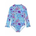 Alakuoti Long Sleeve One Piece Ruffle Swimsuit for Toddler Girls Baby Girl Rashguard Shirt with UPF 50+ Sun Protection