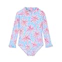 Alakuoti Long Sleeve One Piece Ruffle Swimsuit for Toddler Girls Baby Girl Rashguard Shirt with UPF 50+ Sun Protection