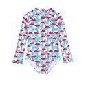 Alakuoti Long Sleeve One Piece Ruffle Swimsuit for Toddler Girls Baby Girl Rashguard Shirt with UPF 50+ Sun Protection