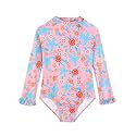 Alakuoti Long Sleeve One Piece Ruffle Swimsuit for Toddler Girls Baby Girl Rashguard Shirt with UPF 50+ Sun Protection