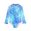 Alakuoti Long Sleeve One Piece Ruffle Swimsuit for Toddler Girls Baby Girl Rashguard Shirt with UPF 50+ Sun Protection