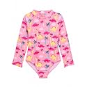 Alakuoti Long Sleeve One Piece Ruffle Swimsuit for Toddler Girls Baby Girl Rashguard Shirt with UPF 50+ Sun Protection