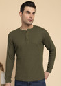 Alan Jones Solid Men Henley Neck Dark