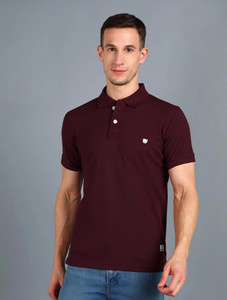 Alan Jones Solid Men Polo Neck Maroon
