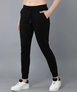 alan jones solid women black track pants