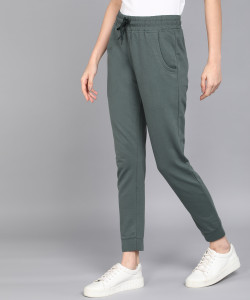 alan jones solid women green track pants