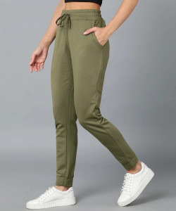 alan jones solid women green track pants