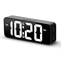 ALANAS Digital Alarm Clockfor Bedroom, 2 Set Alarms with Snooze, Dimmer, Adjustable Volume, Large Number Display, USB Charging Port for Cellphone, Outlet Powered Clocks for Heavy Sleeper.