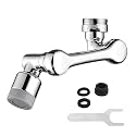 Alark 1080 Degree Rotating Faucet Extender Aerator Universal Splash Filter Faucet Large Angle Rotating Splash Filter Extender Aerator with 2 Water Outlet Modes Sink Sprayer (Stainless Steel)