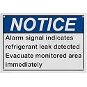 Alarm Signal Indicates Refrigerant Leak Detected Evacuate Monitored Area Immediately Warning Metal Sign Tin Signs Aluminum Plaque for Outdoors Use Yard Farm Fence Home Wall Decor 12x16 inch