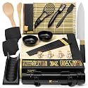 Alas Sushi Making Kit- Complete Sushi Making Kit for Beginners &amp; Pros Sushi Makers, Perfect Sushi Making Kitchen Accessories Like Sushi Knife, 2 Sushi Mats, Rice Bazooka, Dipping Plate, &amp; More (Black)