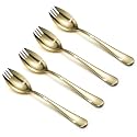 Alata Champagne Gold Mirror Sporks 8-Pack Set Stainless Steel Sporks, 7.4 Inches Long Handle Salad Forks For Dessert, Ice Cream, Salad, Soup, Noodle, Spaghetti, Dishwasher Safe