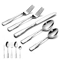 Alata Kate 45-Piece Silverware With Utensil-Serving Set, Service for 8, Stainless Steel Flatware, Mirror Polished Cutlery, Dishwasher Safe