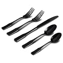 Alata Kate Black Mirror 20-Piece Silverware, Service for 4, Stainless Steel Flatware, Mirror Polished Cutlery, Dishwasher Safe