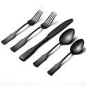 Alata Kate Black Satin 20-Piece Silverware Set, Service for 4, Stainless Steel Flatware Set, Matte Polished Cutlery Set, Dishwasher Safe