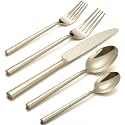 Alata Potter Champagne Gold 40-Piece Forged Silverware Set, Service for 8, Stainless Steel Flatware Set, Modern Design with Mirror Finish, Ideal for Home, Kitchen, Party, Camping