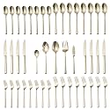 Alata Potter Champagne Gold 45-Piece Forged Silverware Set with Utensil-Serving Set, Service for 8, Stainless Steel Flatware Set, Modern Design with Mirror Finish, Ideal for Home, Kitchen, Party